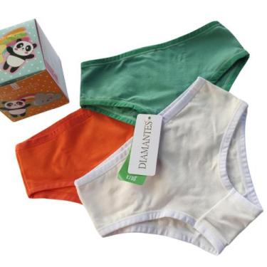 Imagem de Kit 3 Calcinhas Infantil da Marca Diamantes na Caixa, M