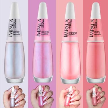 Imagem de Kit Esmaltes Impala Tons Rosas Claros Cintilantes Esmaltes Atacado 8ml