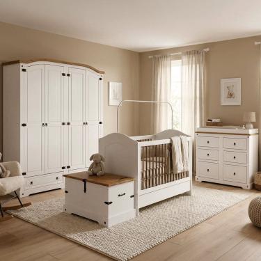 Imagem de Conjunto Quarto de Bebê 5 Peças 212x77cm Creme/Carvalho