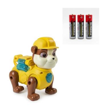 Imagem de Brinquedo Cachorro Patrulha Canina Rubble que Anda Tem Som e Luz LED I