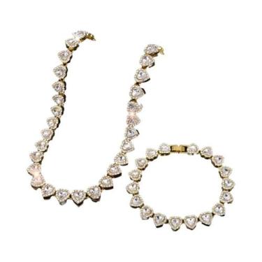 Imagem de Conjunto De Colar E Pulseira De Corrente Estilo Hip Hop Rock Com Coraç