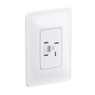 Imagem de Tomada Padrão Telebras+RJ11 com Placa Zeffia 680125 Bivolt Branco Pial