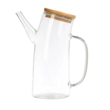 Imagem de Galheteiro de vidro borossilicato com tampa de bambu 750 ml 20 cm - Fu