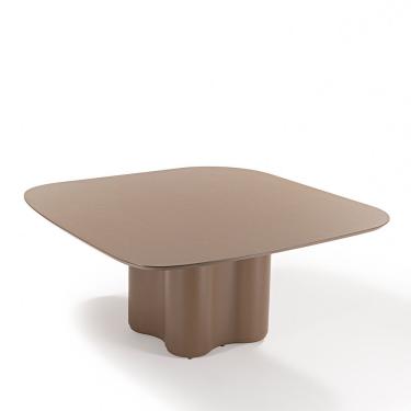 Imagem de Mesa de Jantar Golf 4 Lugares Quadrada MDF com Vidro 130CM Amêndoa Itamóveis