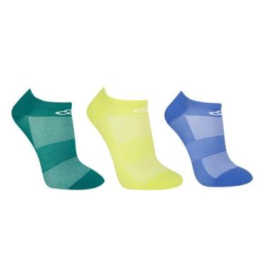Imagem de Kit Meia Olympikus Neon 3 Pares Masculino, Verde, Branco, 39/44
