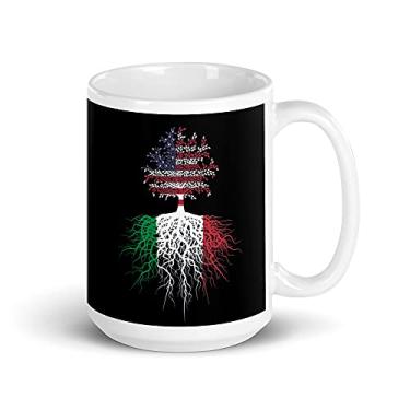 Imagem de American Grown With Italian Roots Camiseta com bandeira italiana e bandeira americana