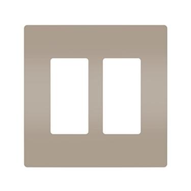 Imagem de Legrand - Pass & Seymour radiant RWP262NICC6 Placa de parede de plástico sem parafusos, capa de tomada decorativa, acabamento em níquel escovado, dois grupos