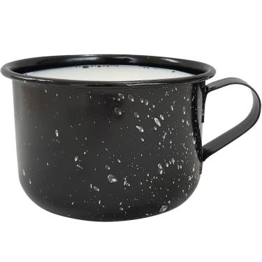 Imagem de Caneca Esmaltada Grande Leiteira 800ml Caneca Rustico Preta
