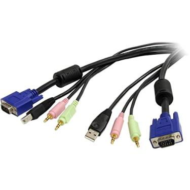 Imagem de StarTech. com cabo de comutação USB VGA KVM de 1,8 m 4 em 1 com áudio e microfone - cabo VGA KVM - cabo USB KVM - cabo de interruptor KVM (USBVGA4N1A6)