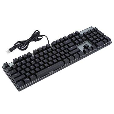Imagem de ASHATA Teclado mecânico, design ergonômico teclado mecânico de jogos 104 teclas teclado doméstico 26 teclas teclado de jogos sem conflito para jogadores