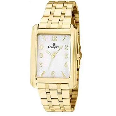 Imagem de Kit Champion relógio dourado quadrado CN20373W + kit colar e brinco