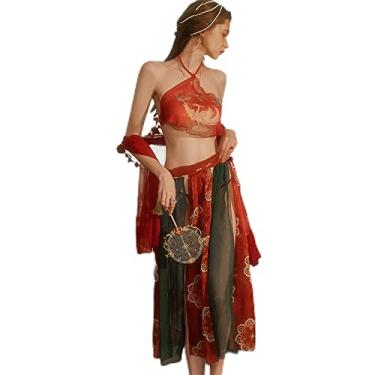 Imagem de Temptshow Women's Sexy Chinese Style Perspective Lingerie Cosplay Women's Embroidered Hanfu Dress (red)