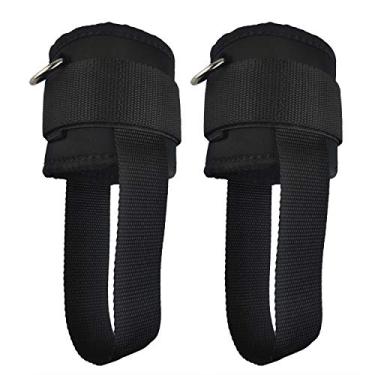 Imagem de (Preto) - Workouty Par de algemas de tornozelo ajustaveis com correias para pes para fixacao em maquinas a cabo