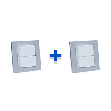 Imagem de Kit Espelhos de Tomadas Duplo Reto com 2 Interruptores COR:CINZA