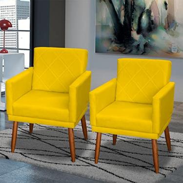 Imagem de Kit 2 Poltronas Decorativas Para Sala Beatriz Com Base Cadeiras Reforçadas Para Sala De Espera Consultório Escritório Recepção Manicure Tecido Suede - Clique & Decore (Amarelo)