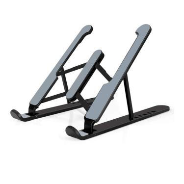 Imagem de Suporte pra Notebook Mesa TrabalhoPreto Ajustável Resistente