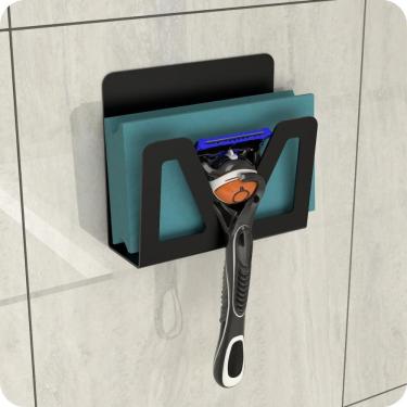 Imagem de Porta Bucha De Banho E Gillette Ventosa Adesivo Preto ELG