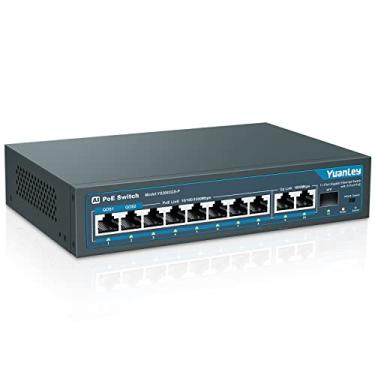 Imagem de YuanLey Interruptor PoE Gigabit de 11 portas, 8 PoE + porta 1000Mbps, 2 Gigabit Uplink, 1 porta SFP, 120W 802.3af/at, metal, Qos, não gerenciado Plug and Play Inteligente Ethernet Switch