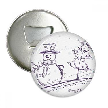 Imagem de Boneco de neve de Natal com estampa de árvore de floco de neve, abridor de garrafas, emblema multifuncional