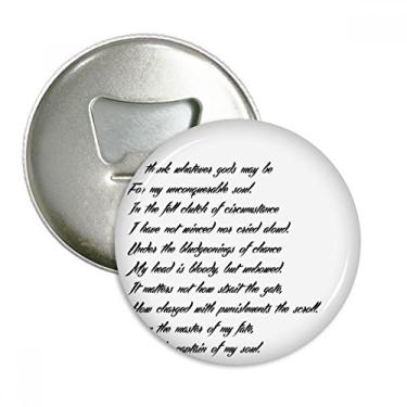 Imagem de Poetry Quote Never Surrender Abridor de garrafas imbatível Imã de geladeira Emblema multifuncional