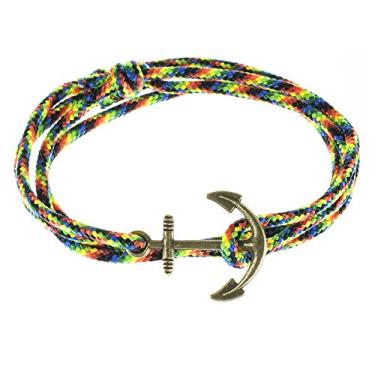 Imagem de West Coast Paracord Pulseiras masculinas ajustáveis com âncora náutica e gancho de pesca – Disponível em uma variedade de acabamentos e cores – Feito de corda de nylon, Bronze Nylon