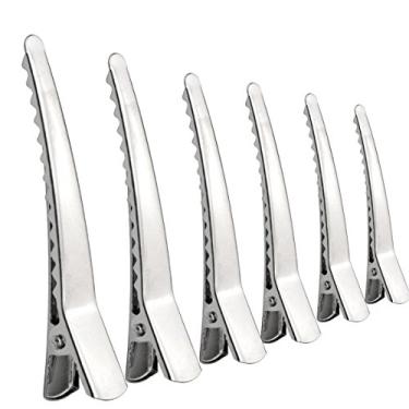Imagem de 100 peças 6 cm prata metal jacaré dentes prendedores de cabelo pinos laços de cabelo