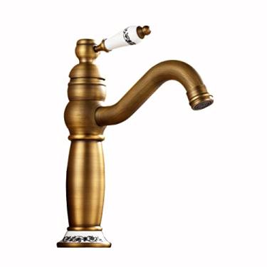 Imagem de LIDON Torneiras de banheiro Torneira da pia do banheiro Latão antigo Torneira do banheiro Torneira da pia do banheiro Torneira da pia do banheiro Torneira da bacia única, Rosa (Cor: Antigo)