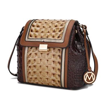 Imagem de MKF Bolsa transversal feminina – Bolsa de couro PU – Bolsa carteiro lateral de designer, cruzada nos ombros, Jamilah Brown