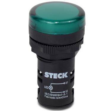 Imagem de Sinalizador Led Max Botton 22,5mm 110vac Cod. Slds1102 Verde-Steck