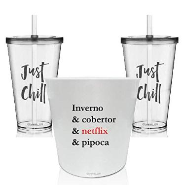 Imagem de Kit Balde de Pipoca Personalizado e 2 Copos Personalizados - Inverno & Cobertor