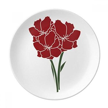 Imagem de Placa de flor de cravo de folhas decorativas de porcelana Salver louça de jantar