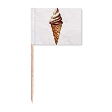 Imagem de Marcador de palito com estampa de sorvete de chocolate marrom e enfeite de festa