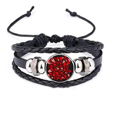 Imagem de DIYthinker Pulseira de couro trançado para dia dos namorados, preto, vermelho, rosa, corações