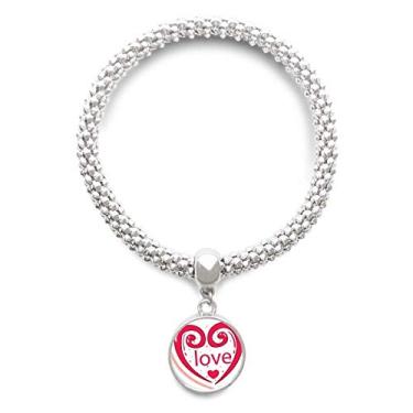 Imagem de DIYthinker Pulseira de prata com pingente de coração rosa para Dia dos Namorados