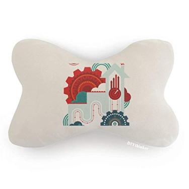 Imagem de DIYthinker Contrast-Color Gear Clock House Ilustration Carro Decoração Pescoço Almofada Almofada Almofada Almofada