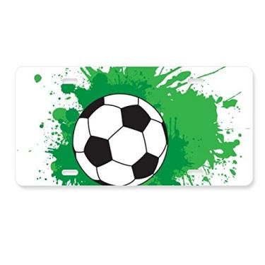 Imagem de DIYthinker Futebol, futebol, esportes, seu texto, placa de licença de carro, acessório de aço inoxidável