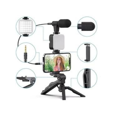 Imagem de Estabilizador Suporte Celular Câmera Luz Led Tripé Youtuber