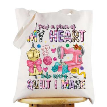 Imagem de G2TUP Bolsa de mão para máquina de costura, presente para amantes de costura, I Sew A Piece Of My Heart Into Every Quilt I Make Shoulder Bag, I Sew Piece Tb, Large