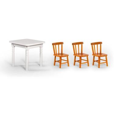 Imagem de Conjunto Mesinha Infantil Branca com 3 Cadeiras Kids Natural - Straub 