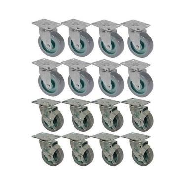 Imagem de Kit 16 un roda rodízio giratório freio pvc bp 3 pol 75mm - AJAX