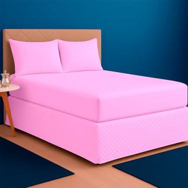 Imagem de Kit Capa Impermeável Protetora para Colchão Solteiro + 01 Protetor Impermeável para Travesseiro - 4 Camadas de Proteção - Respirável e Não faz barulho - (Rosa, Solteiro)