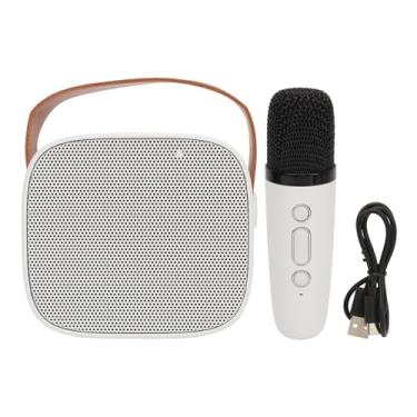 Imagem de Vomeko P2 Mini Machine de karaokê com microfone sem fio, alto -falante portátil de Bluetooth para crianças adultos, bateria de 2000mAh, som de 115db de som alto, efeitos de (White Single Mic)