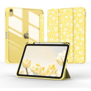 Imagem de Jarviwiin Capa para iPad 11 polegadas (A16) 2025 / iPad 10ª geração 2022 (11 polegadas), capa inteligente dobrável tripla para despertar/hibernar automática com traseira transparente/suporte de lápis