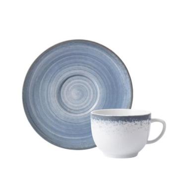 Imagem de Xicara Chá 200ml Com Pires Porcelana Schmidt - Dec. Esfera Azul Celest