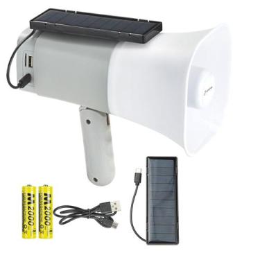 Imagem de Megafone De Mão Bluetooth USB MP3 Recarregável Com Mini Placa Solar E 