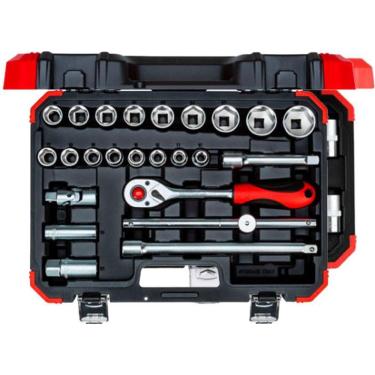 Imagem de Jogo de soquetes sextavados 24 peças com encaixe 1/2 pol