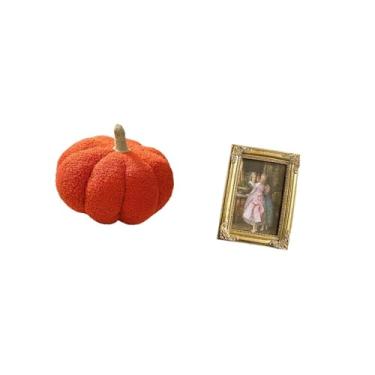 Imagem de Fenteer Almofada de Pelúcia de Abóbora de Halloween E Porta-retratos de Resina para Fotos, Suporte para Cartões, Almofada Decorativa para Sofá, Quarto, Escrit