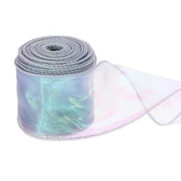Imagem de PATIKIL Fita de chiffon com fio de 6 cm x 10 metros, fita de organza transparente com fio de cauda de peixe fitas de presente para artesanato embrulho de presente buquê floral, prata