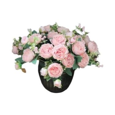 Imagem de Buquê De Flores Artificiais De Peônia De Seda Para Casamento, Decoraçã