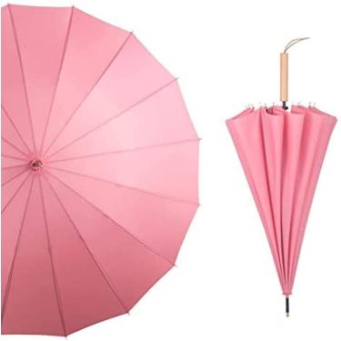 Imagem de Guarda-chuva À Prova De Vento, Guarda-chuvas De Golfe Grandes Resistentes Ao Vento Para Homens Adultos Mulheres Punho De Madeira Clássico Secagem Rápida Forte 16 Costelas Viagem 105 Cm, Guarda-chu